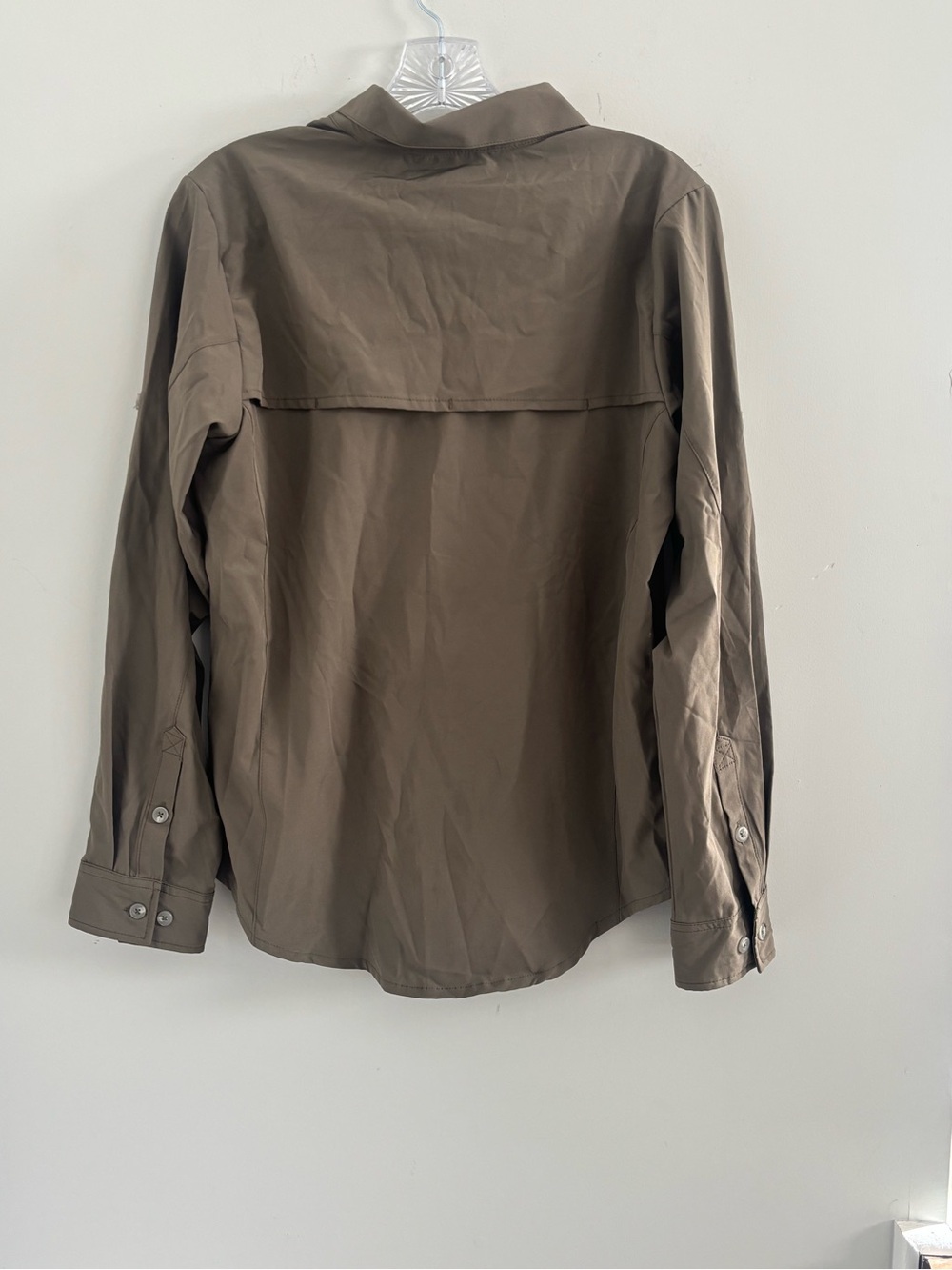 🐢Long-Sleeve Olive Button-Down Utility Shirt - Picture 3 of 11